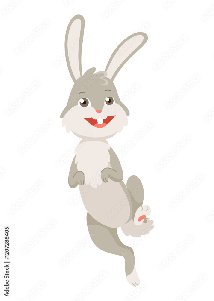 Obraz premium Cartoon rabbit. Bunny pet silhouette. Cute animal isolated icon. Vector rabbit character illustration