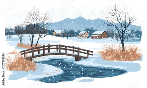 Winter landscape illustration photo