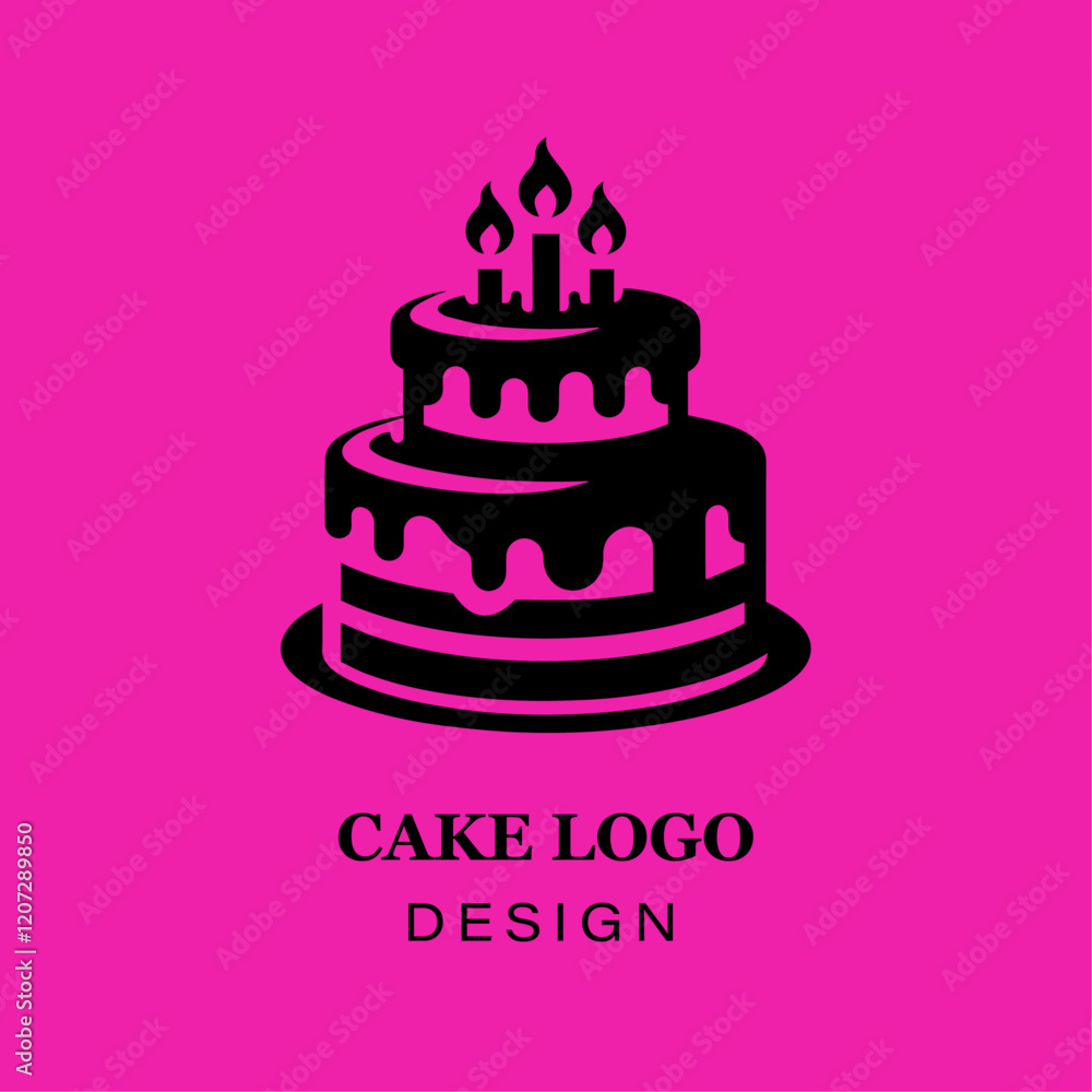 Elegant Layered Cake Design with Strawberries and Candy Cane for Dessert and Bakery Logos and Icons Elegant Layered Cake Design with Strawberries and Candy Cane for Dessert and Bakery Logos and Icons
