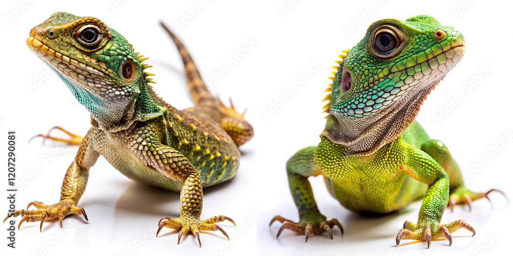 Fototapeta premium Lizards on White Background
