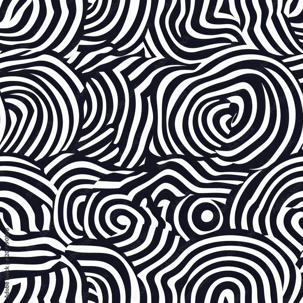 Obraz premium Abstract Black And White Swirling Line Pattern Design