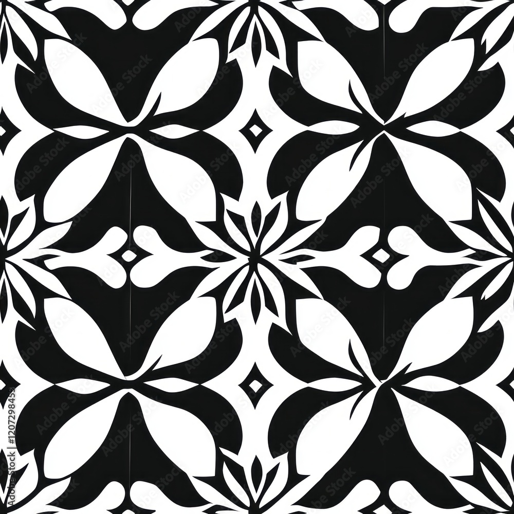 Fototapeta premium Abstract Black And White Floral Pattern Design