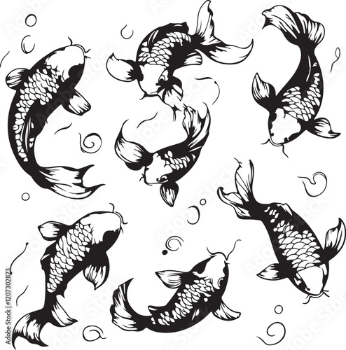 set of koi fish