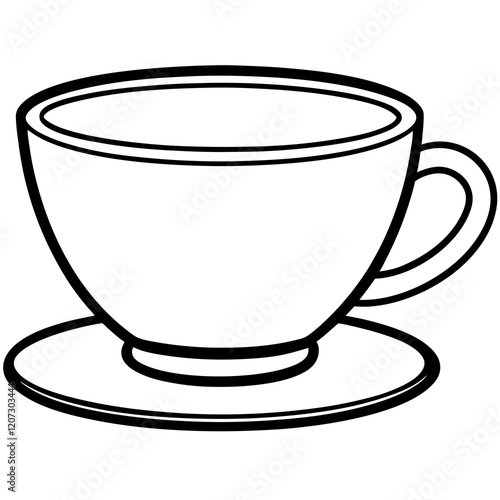 Tea Cup Line Art Illustration