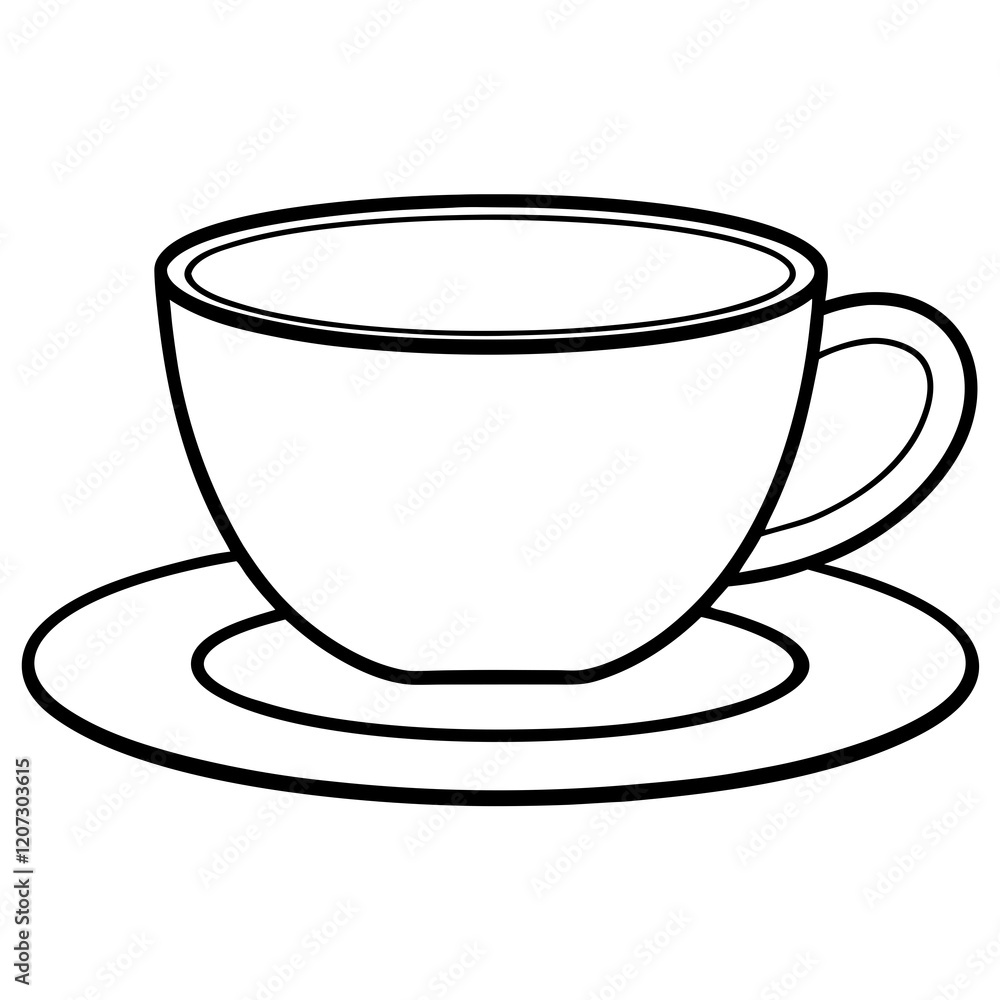 Tea Cup Line Art Illustration Tea Cup Line Art Illustration