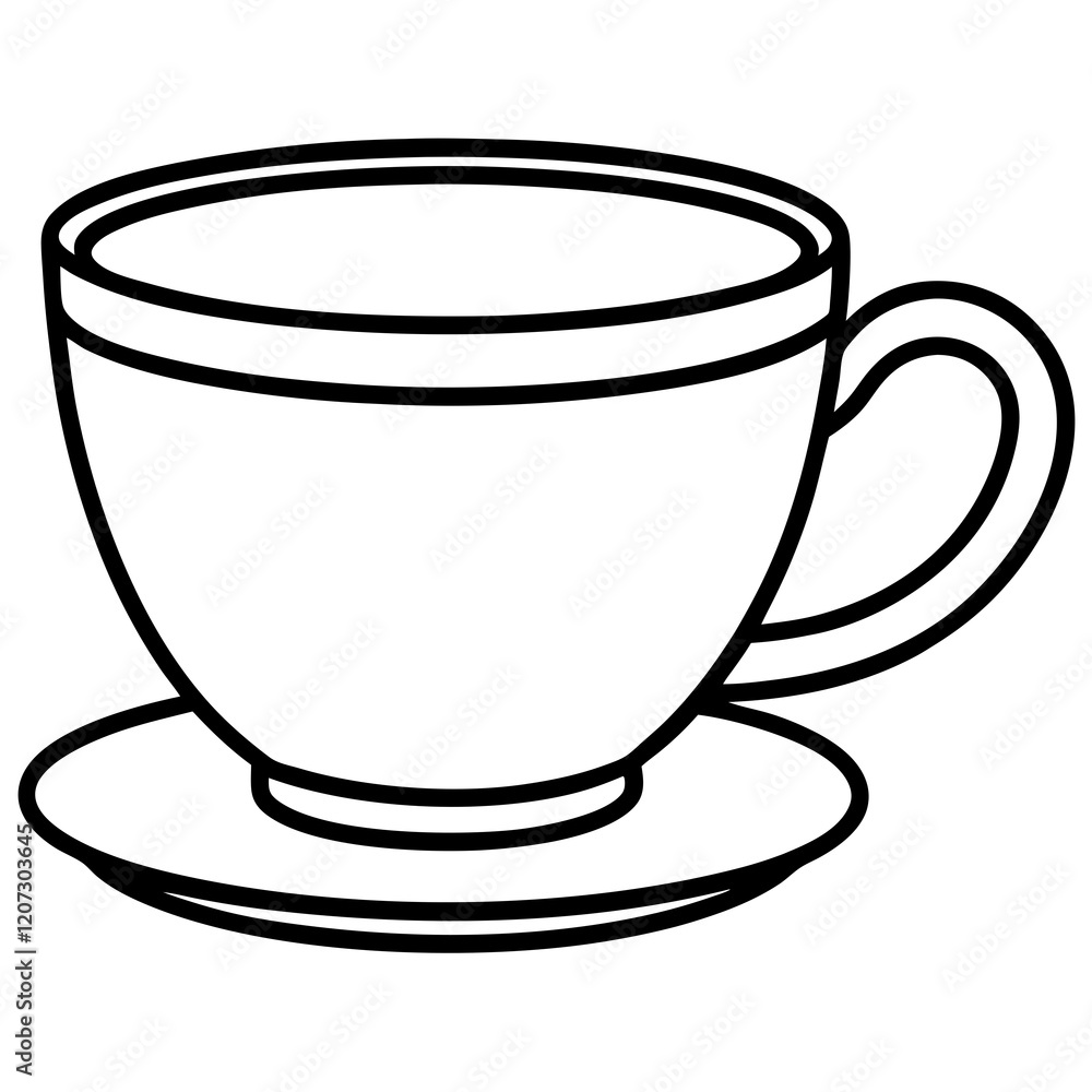 Tea Cup Line Art Illustration Tea Cup Line Art Illustration