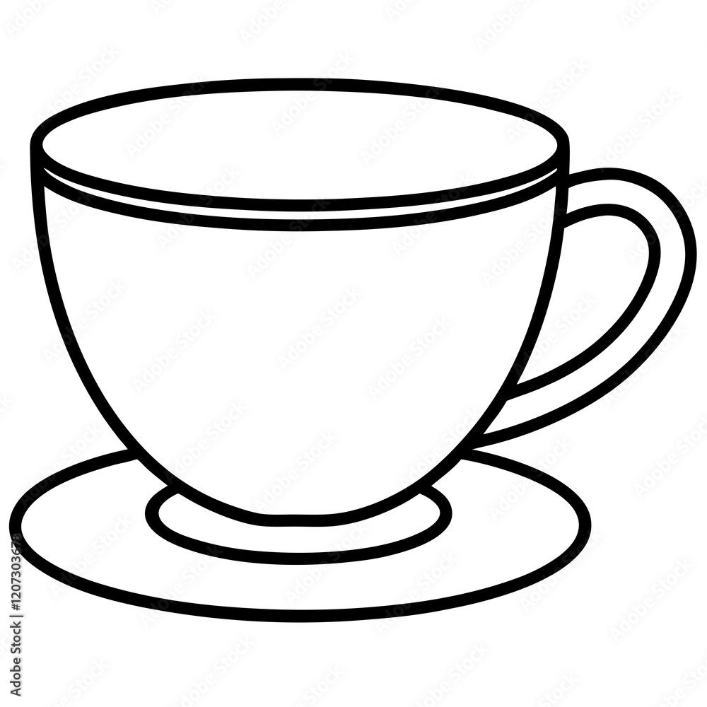 Tea Cup Line Art Illustration