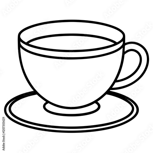 Tea Cup Line Art Illustration