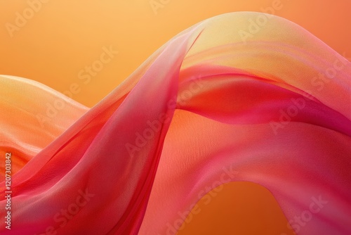 Flowing gradient waves of deep red to soft peach in abstract art digital canvas serenity and fluidity photo