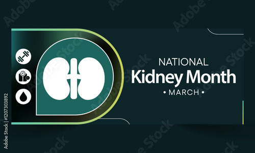 National Kidney month (NKM) observed annually in March to raise awareness about kidney disease. Vector illustration.