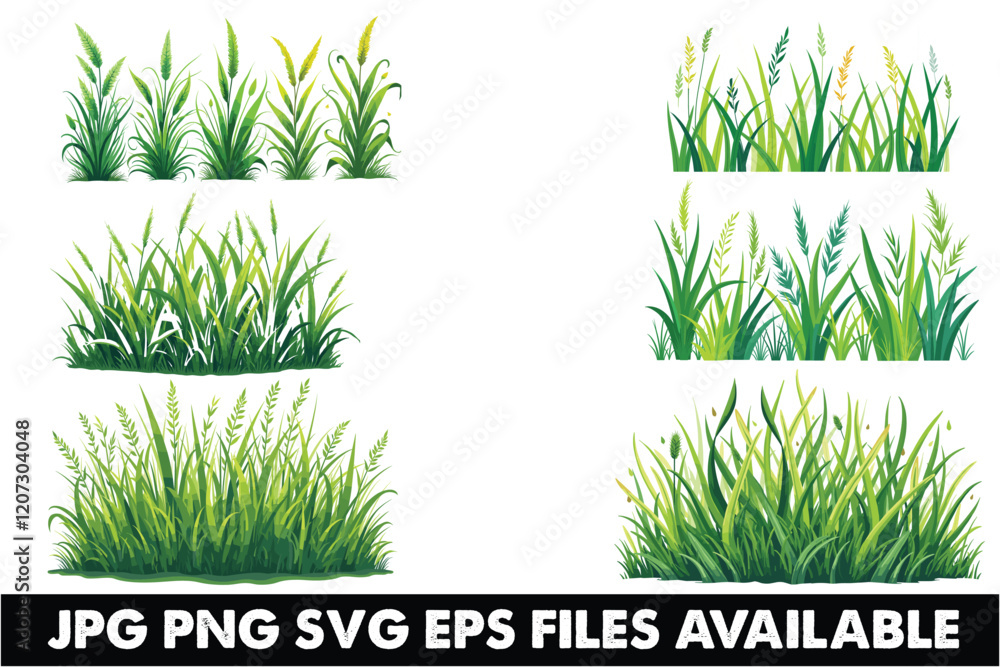 Obraz premium Grass Vector Clipart Bundle for Designs