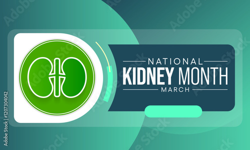 National Kidney month (NKM) observed annually in March to raise awareness about kidney disease. Vector illustration.