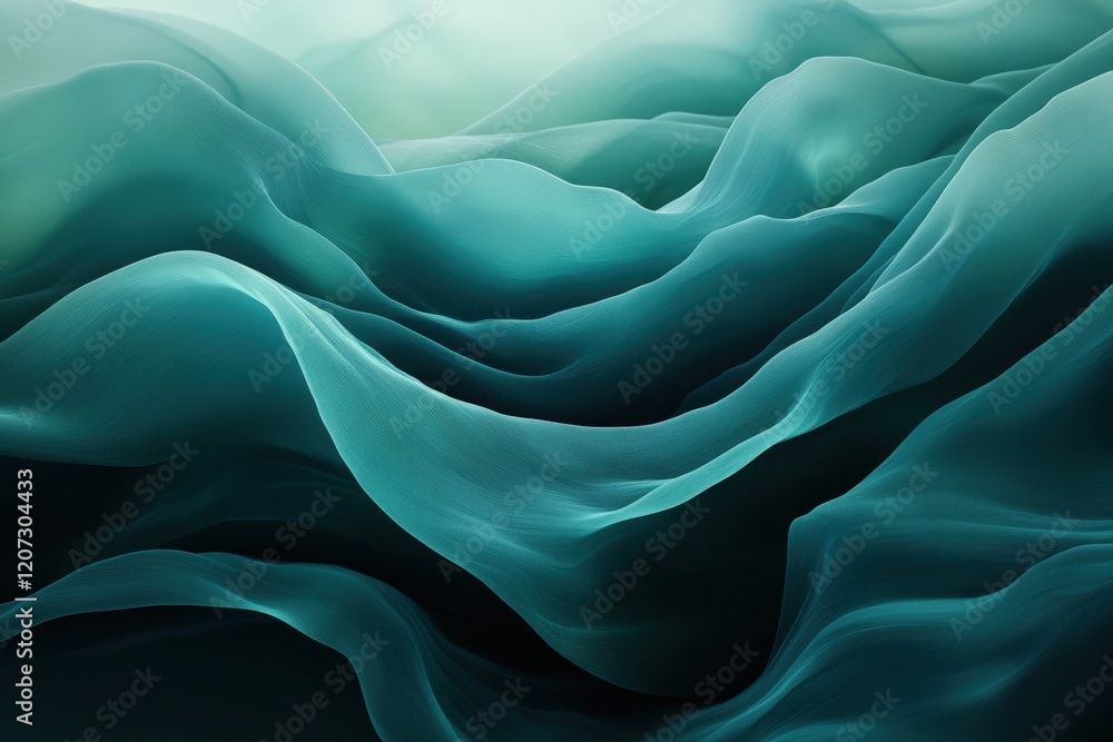 Fluid teal and emerald green gradient waves abstract art digital design serene environment top-down viewpoint visual concept Fluid teal and emerald green gradient waves abstract art digital design serene environment top-down viewpoint visual concept