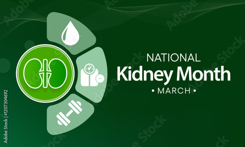National Kidney month (NKM) observed annually in March to raise awareness about kidney disease. Vector illustration.