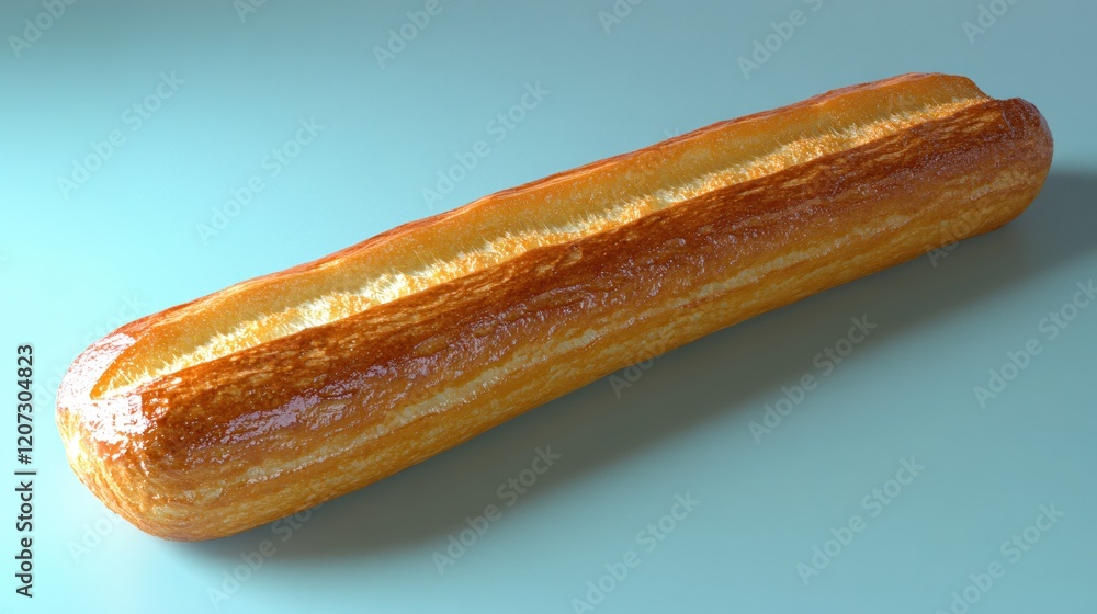 Golden Brown Crusty Bread Loaf on Teal Background Delicious Bakery Item