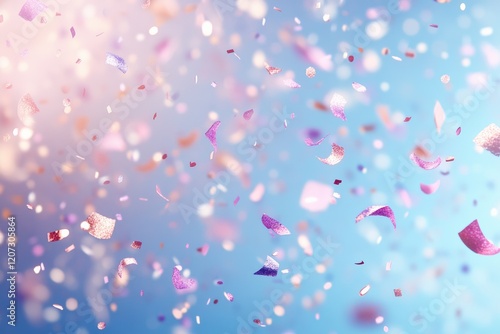 A joyful celebration with confetti falling against a colorful background festivity abstract bright upbeat atmosphere