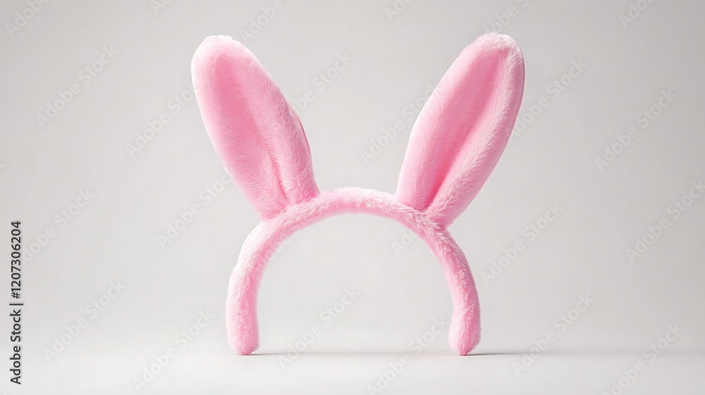 Front view of pink Easter bunny ears against a white background.