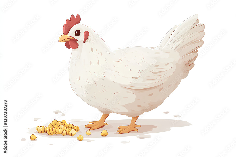 Fototapeta premium white chicken with corn kernels food on white background