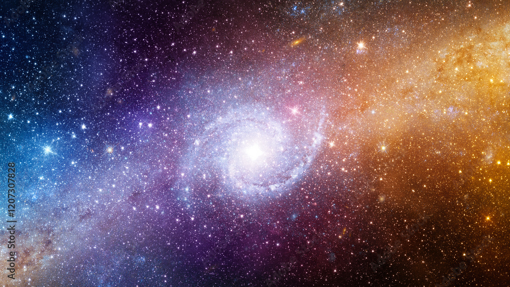 Obraz premium Space scene with stars in the galaxy. Panorama. Universe filled with stars, nebula and galaxy,. Elements of this image furnished by NASA