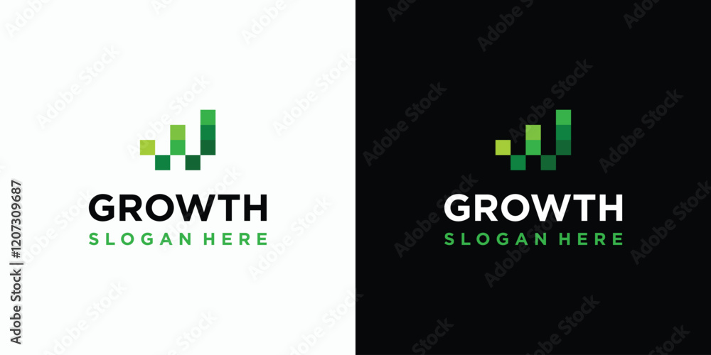 Growth graph pixel vector logo design with modern, simple, clean and abstract style. Icon for business, consulting, financial and personal branding. Growth graph pixel vector logo design with modern, simple, clean and abstract style. Icon for business, consulting, financial and personal branding.