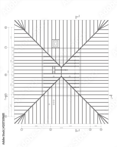 Architectural drawing of a private house roof plan	
