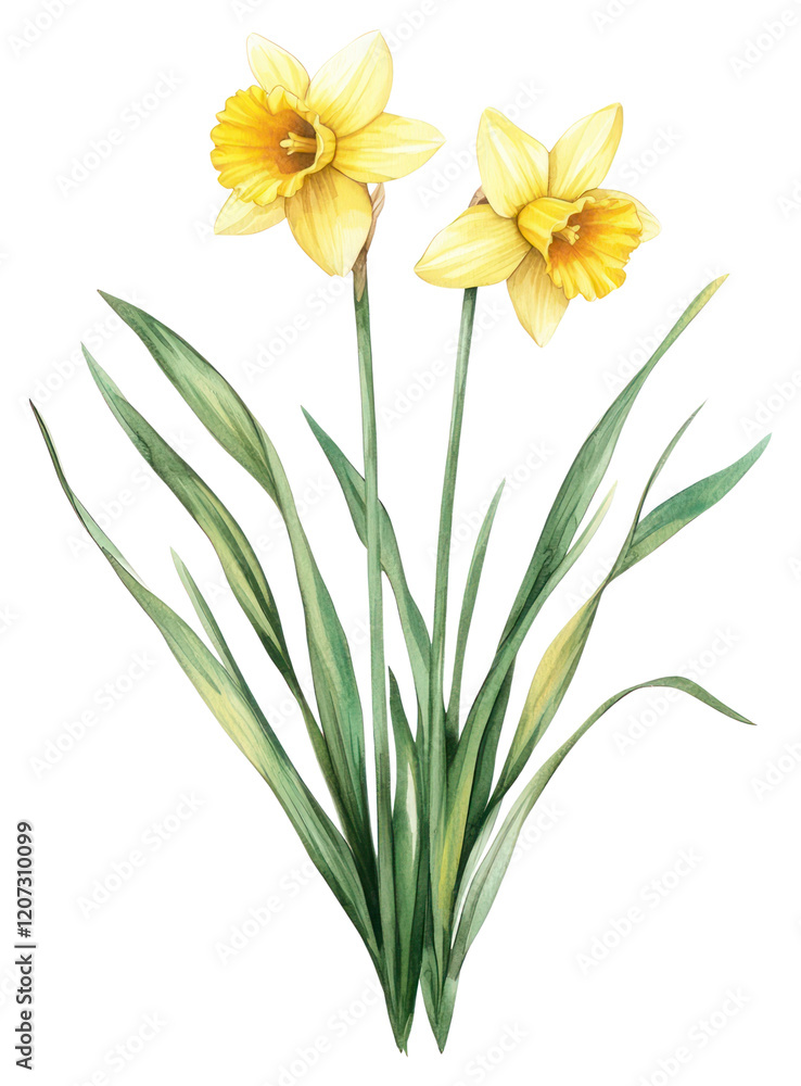 Obraz premium PNG Aesthetic spring Daffodil flower daffodils flowers illustration.