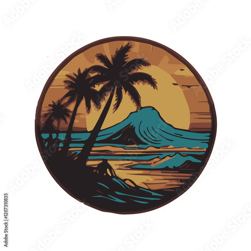 tropical island with palm trees