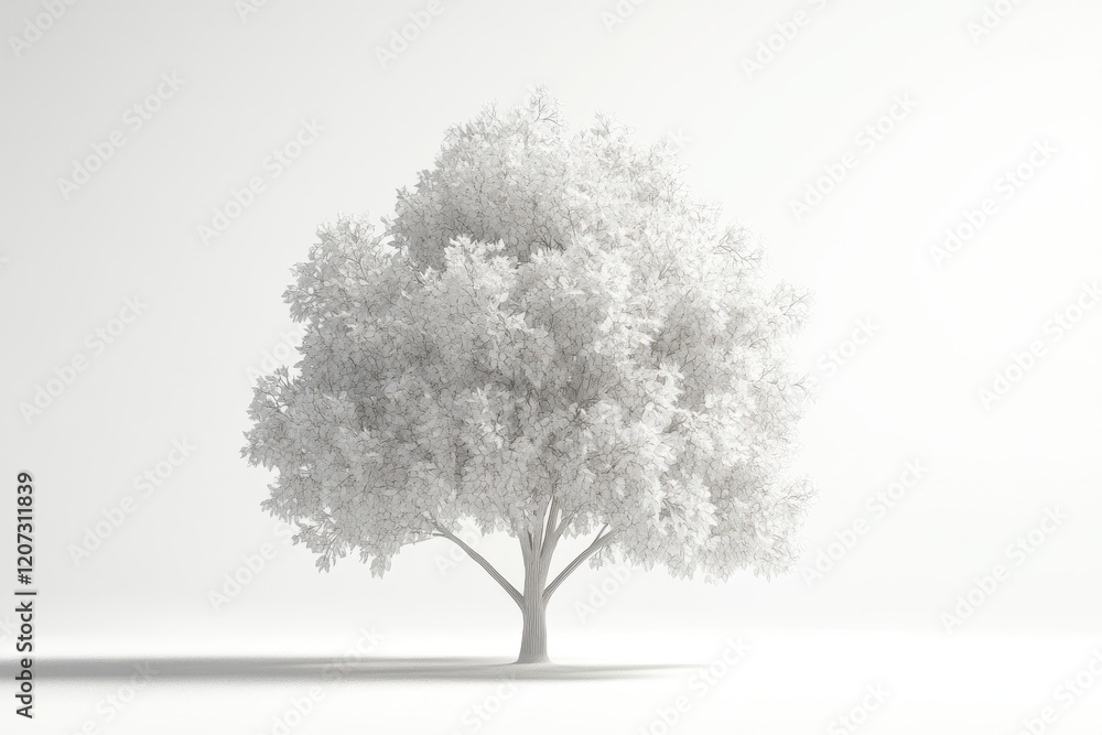 Fototapeta premium 3D Cottonwood Tree Isolated and White Background