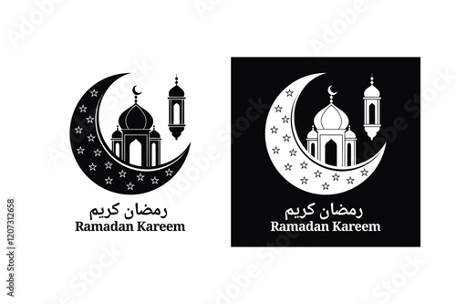 Ramadan Kareem Greeting Card. Ramadan Mubarak Greeting card. Ramadan Typography vector.