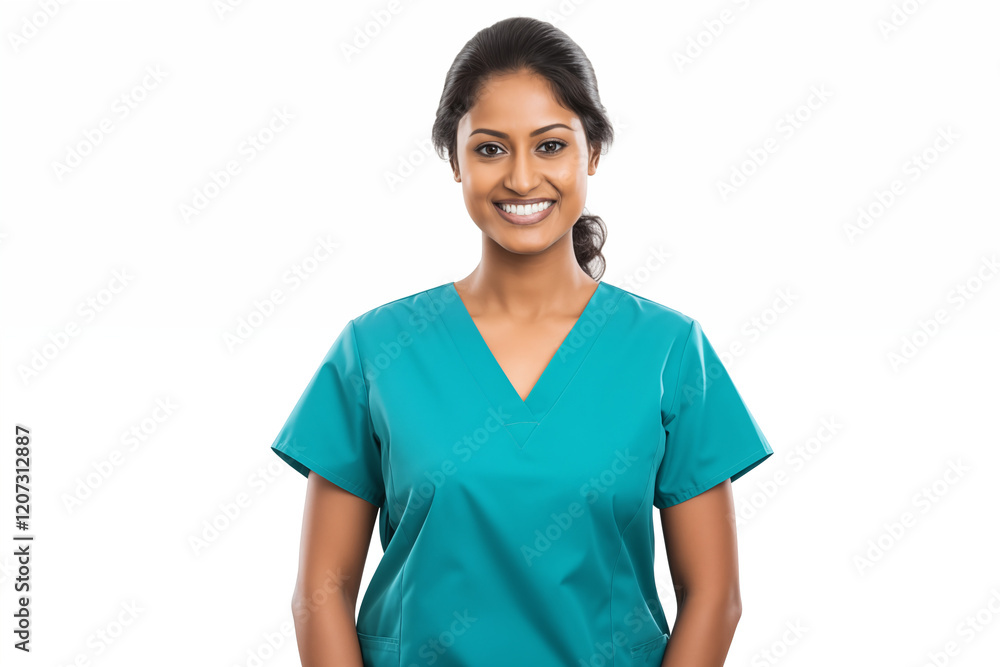 Smiling Indian Nurse in Professional Uniform with Stethoscope, Friendly and Compassionate Healthcare Worker, White Background, Perfect for Medical, Healthcare, Wellness, and Patient Care Concepts. Smiling Indian Nurse in Professional Uniform with Stethoscope, Friendly and Compassionate Healthcare Worker, White Background, Perfect for Medical, Healthcare, Wellness, and Patient Care Concepts.