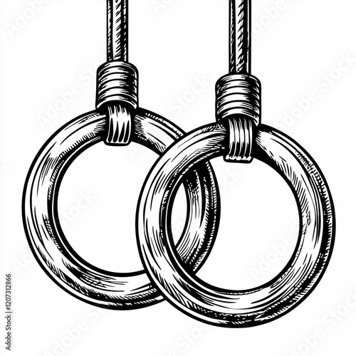 Vintage Gymnastic Rings Sketch Timeless Fitness Equipment Illustration