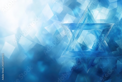 Modern abstract hanukkah theme with blue star of david digital art contemporary style vibrant colors artistic interpretation photo