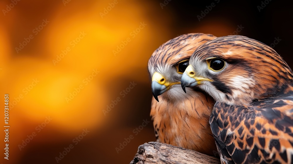 In this captivating image, two birds gaze lovingly into each other's eyes, highlighting their intimate connection amidst a beautifully blurred background of warm hues. In this captivating image, two birds gaze lovingly into each other's eyes, highlighting their intimate connection amidst a beautifully blurred background of warm hues.