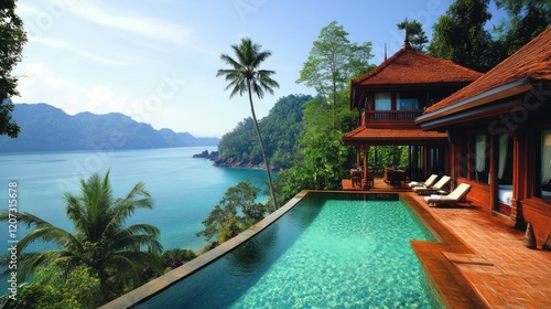 Wallpaper Mural Luxurious oceanfront villa with infinity pool. Torontodigital.ca