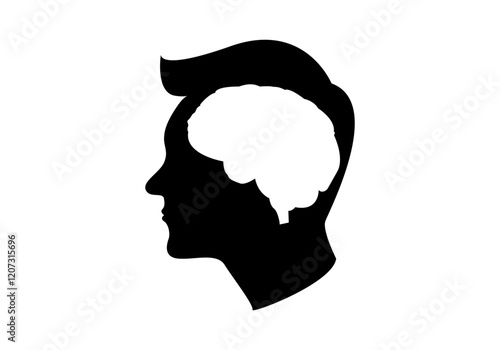 El cerebro humano. El cerebro masculino. Psicología o psiquiatría. Salud mental. La oscuridad de la mente, en blanco y negro