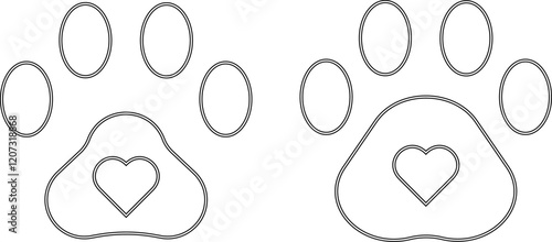 Paw vector foot trail print. Animal tracks isolated on white background, backgrounds, vector icon Illustration