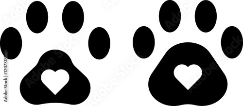 Paw vector foot trail print. Animal tracks isolated on black background, backgrounds, vector icon Illustration