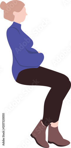 Vector Illustration of a Pregnant Woman Sitting