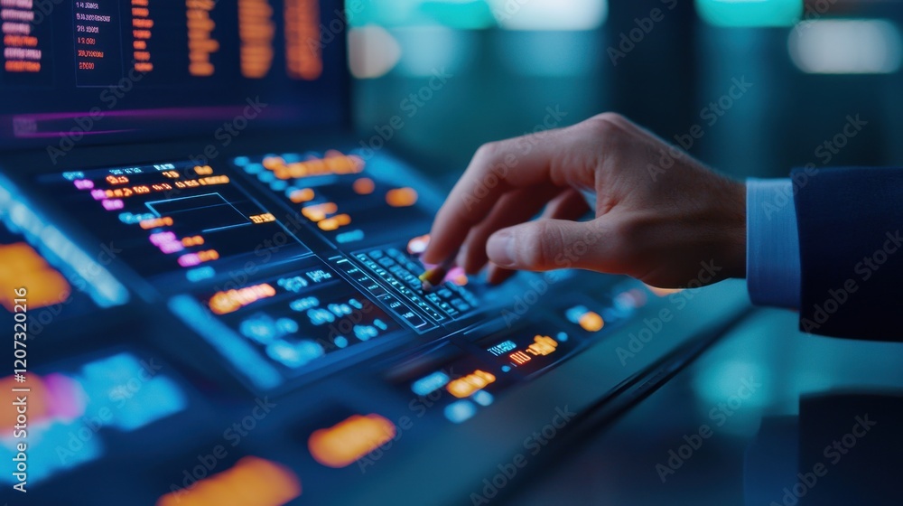 Market Prediction concept. Financial Analyst Reviewing Data on Digital Dashboard in Office Workplace Market Prediction concept. Financial Analyst Reviewing Data on Digital Dashboard in Office Workplace