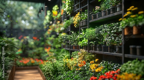 Wallpaper Mural Vibrant indoor garden showcasing a variety of plants and flowers in an enchanting, lush setting Torontodigital.ca