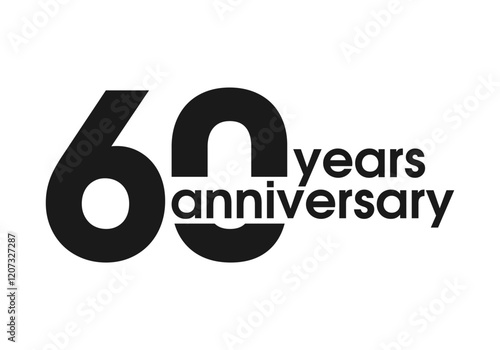 60 years anniversary logo, icon or badge. 60th birthday, jubilee celebration, wedding, invitation card design element. Vector illustration.