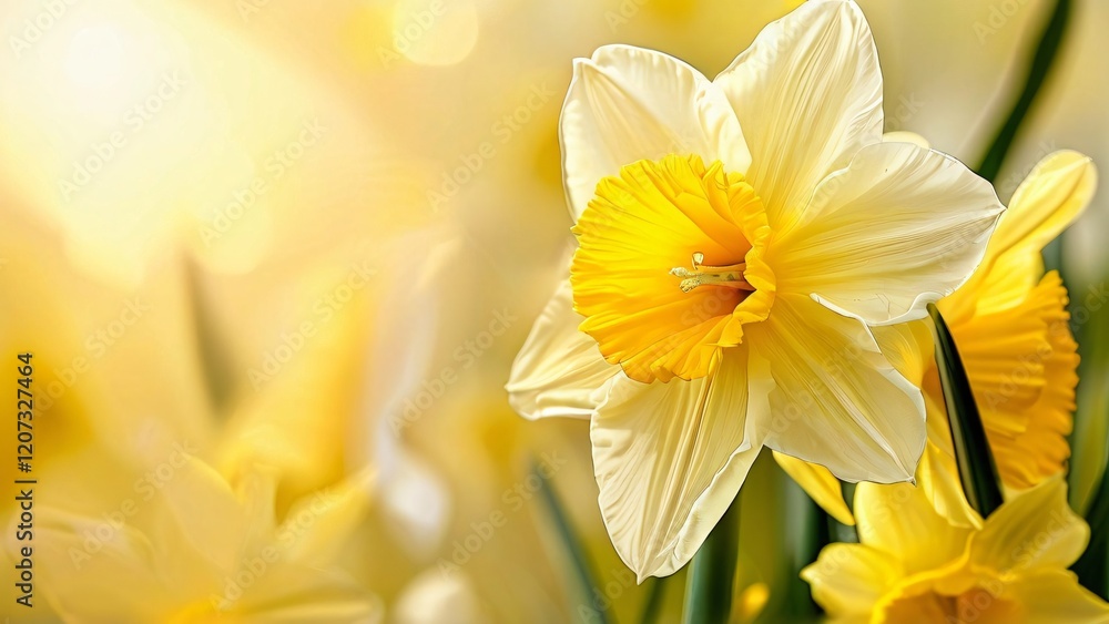 Fototapeta premium Gentle Spring Background for world Daffodil Day: Bright and Cheerful Floral Design in Soft Pastel Tones