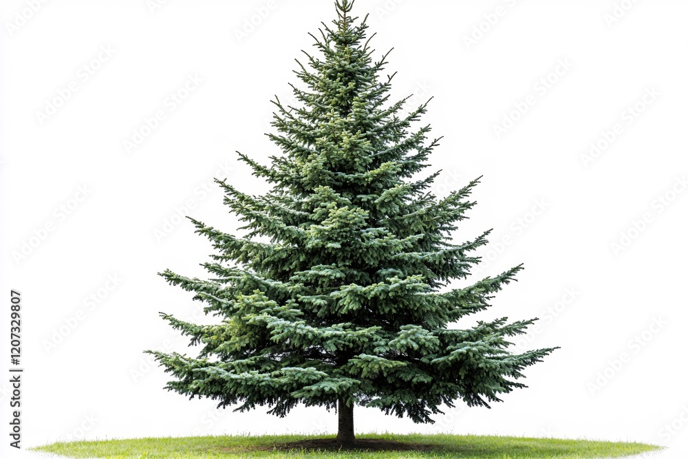 Fototapeta premium Majestic Evergreen Spruce Tree Isolated on White Background Perfect for Winter Holiday Designs