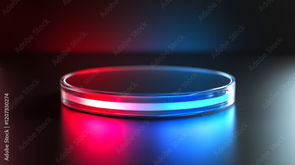 A luminous cylinder casting colorful light streaks A luminous cylinder casting colorful light streaks