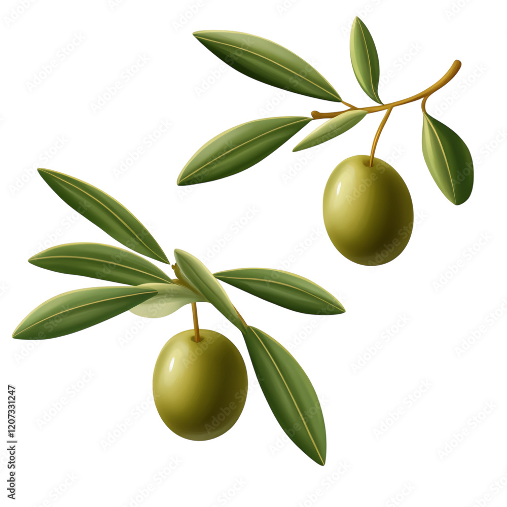 green olives and olive leaves isolated on transparent background green olives and olive leaves isolated on transparent background