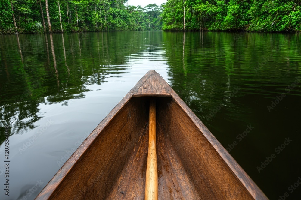 A serene view of a canoe at the edge of a tranquil river, surrounded by lush green forests, reflecting nature's beauty. A serene view of a canoe at the edge of a tranquil river, surrounded by lush green forests, reflecting nature's beauty.