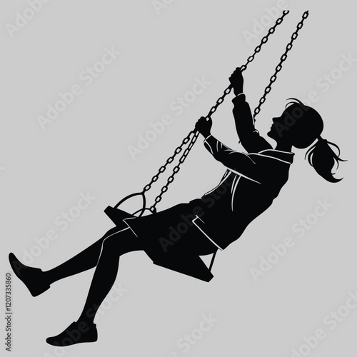 swing a girl silhouette vector design art and illustration