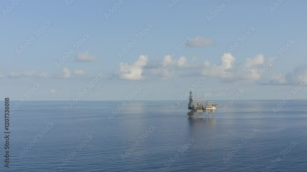 Offshore Jack up drilling rig in the middle of the ocean on sunny day
Offshore Jack up drilling rig in the middle of the ocean on sunny day