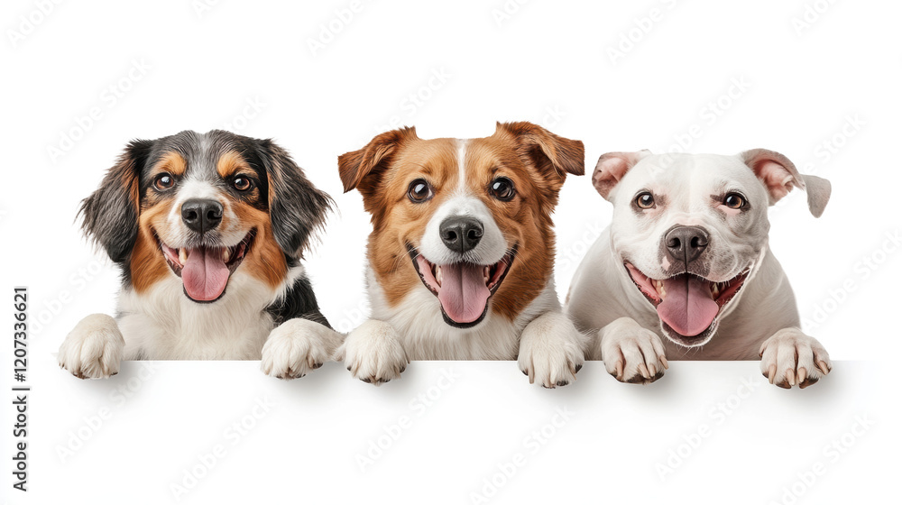 Three Happy Dogs with Playful Expressions Three Happy Dogs with Playful Expressions