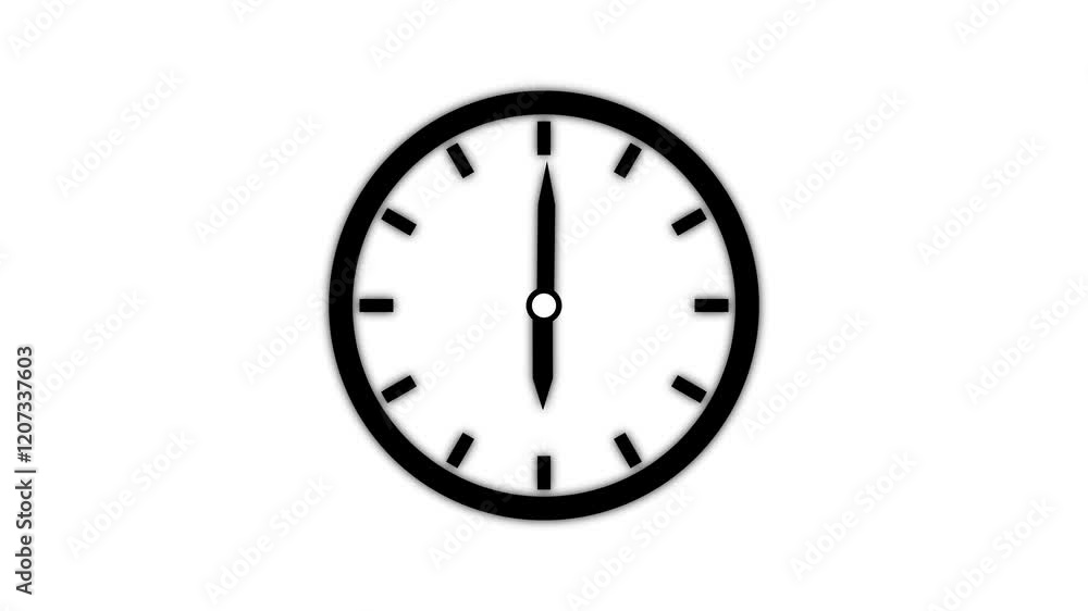 Analog black clock animation icon on white background. Analog black clock animation icon on white background.